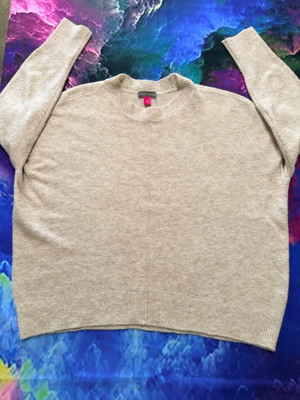 Vince Camuto Beige Crewneck Sweater